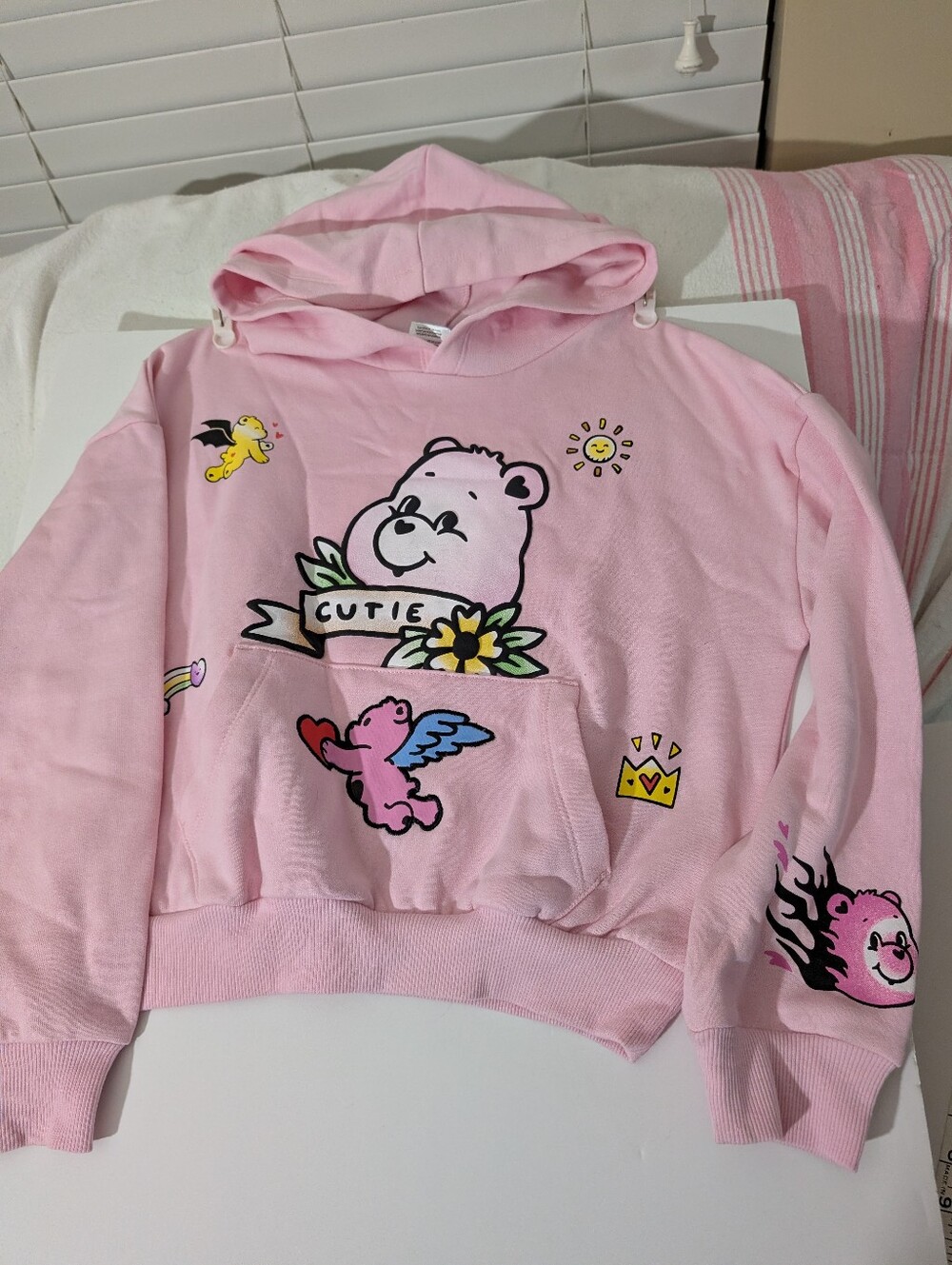 Pink 'Cutie' Care Bears Graphic Hoodie Sweatshirt